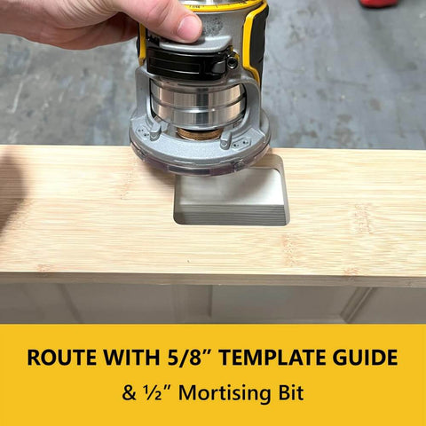 Using Three And A Half Inch Single Pocket Door Hinge Template For Interior Wood Doors Pro Grade Router Jig on wood surface