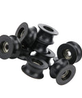 Black nylon-coated U-shaped roller pulley wheels, set of 10 with 608ZZ bearings