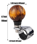 Brown Steering Wheel Knob Ball Spinner Booster Handle For Tractors Forklifts And Lawn Mowers, showcasing size and material.