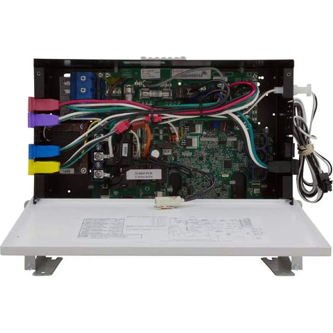Internal view of Left Hand Spa Control Module PS6702Y LH P1 Blue 115V 230V Replacement For Hot Tubs And Pools with wiring details.