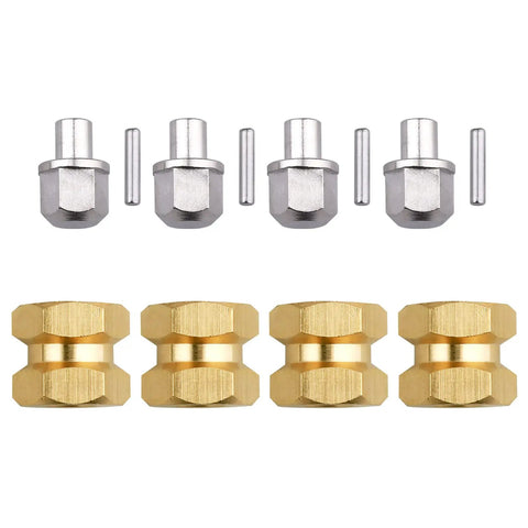 Brass 12mm Wheel Hub Extensions And Spacers Hex Drive Adapter Kit For 1/10 Scale RC Crawlers, Fits Axial SCX10 And SCX10 II 90046
