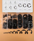 Heavy Duty 300Pcs Metal E Clip Retaining Rings Set For Repair Shops And Home Use High Grade Steel Build in organized box, various sizes.