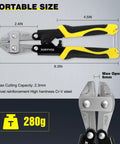 XUDYVCO 8-inch bolt cutters with yellow and black non-slip grips for heavy-duty cutting