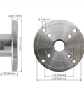 Heavy Duty 4 Inch Wood Lathe Face Plate With Compatible M33 M18 And 1 X 8 Tpi Threads Built Tough Steel Construction side and top view with dimensions