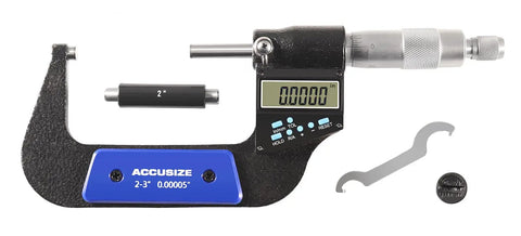 Seven Key Pro Grade Electronic Digital Micrometer Waterproof With Large Display Auto On Off 50 To 75 mm Range, 2 To 3 Inches