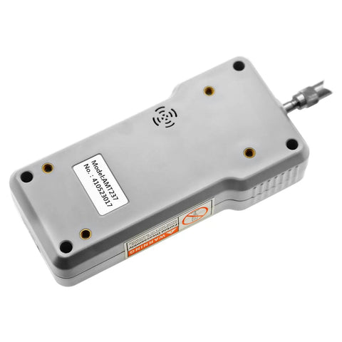 Pro Grade Digital Force Gauge With Backlit Display, Portable Push-Pull Meter For Peak Hold And Real-Time Measurements, A No-Fuss Thrust Meter For Insertion And Extraction Force Testing On The Go, gray rear view with cable port