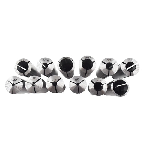 MT3 Morse Taper Collet Set One Eighth To Three Quarters Inch Bore For CNC Milling And Turning Tools Twelve Pack Display