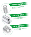 Four brass metal screw-on hinges for interior doors or cabinets; smooth edges, screws included.