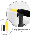 Vicasky Electric Rivet Adapter Tool Kit For Drill Plastic And Alloy Steel Construction Effortless Cordless Rivet Nut Setting Accessory mounted on drill