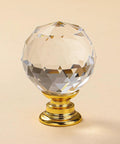 Dang Fancy 30mm Diamond Cut Crystal Cabinet Knobs With Clear Gold Alloy Base Super Smooth Drawer Handles For Kitchen Cupboards Dresser Wardrobe Furniture 6 Pack Solid Glass Pulls Pretty Darn Beautiful - faceted clear glass knob with gold alloy base.