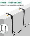 Two Pack Adjustable Cubicle Hooks Heavy Duty Double Coat Hangers For Partition Wall Panels Fits 1.3 To 3.6 Inch Thickness Black Metal