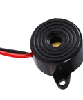 DC 3 To 24V Piezo Buzzer Alarm For Continuous Sound Active Piezo Transducer With 100mm Cable, black casing, side view