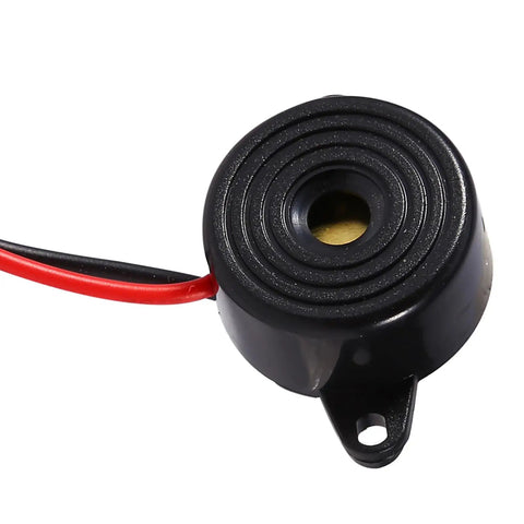 DC 3 To 24V Piezo Buzzer Alarm For Continuous Sound Active Piezo Transducer With 100mm Cable, black casing, side view