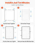 Installation steps for Adjustable Chain Link Fence Gate 32 By 46 Inches, Rust Resistant Galvanized Steel, Fits 2 To 4 Ft Wide Openings