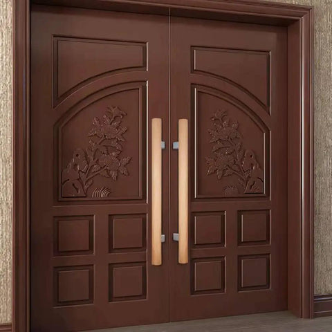 Heavy Duty H Shaped Door Pull Bar With Real Beech Wood Knobs And Dead Nuts Secure 304 Steel Connector For Glass Doors Saunas Smooth Double Push Function Interior Entryway Upgrade