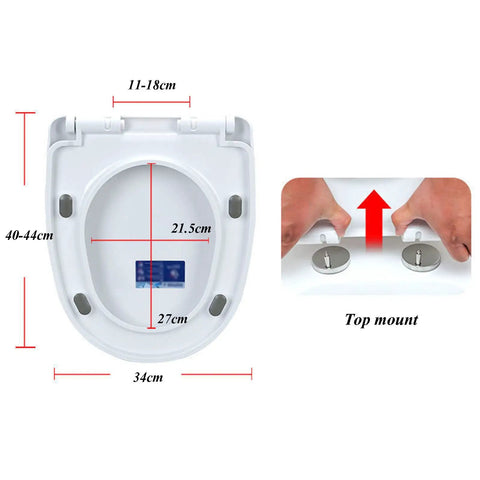 Soft Close Toilet Seat With Universal Smooth Drop Action For Your Everyday Bathroom Setup Thick Polypropylene Build dimensions and top mount features