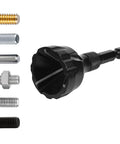 Straight Fire Deburring And Chamfering Tool With Tungsten Carbide Blades Quick Release Quarter Hex Shank Burr Removal Bit For Steel And Metal Fast Chip Clearance Range with multiple metal rods.