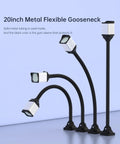 Four Magnetic LED Work Lights With Flexible Goosenecks in different heights, showcasing adjustable positions with 1320 lumen output and magnetic bases.