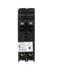 Q3030 Tandem 30 Amp 120 Volt Circuit Breaker With CTL Rejection, Type QT, Plug-In Insta-Wire Connectors, 10,000 AIC, Dual 30A Breaker For 120V Load Centers, Easy Install And High Current Protection. Black dual 30A breaker front view