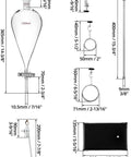 Beefy 1000ml Heavy Duty Conical Separating Funnel With 24 29 Joint PTFE Stopcock And Lab Distillation Support Rack For Stable Titration And Liquid Liquid Extraction, borosilicate glass dimensions