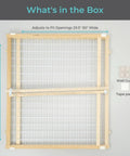 Extra Wide Wooden Baby Gate With Wire Mesh Pressure Mounted Gate for Doorways Adjustable 29.5 to 50 Inches Wide and 31 Inches Tall components