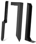 Heavy Duty Metal Fence Post Repair Anchors 2 Pack Ground Spikes, quick install stabilizers for wood fences, black metal view.