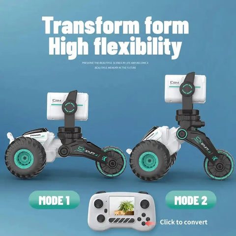 Stunt RC Car With 720P HD FPV Camera, No App Needed FPV, Two Way Talk, 360 Degree Spins, LED Lights, Remote Control Truck in Mode 1 and Mode 2