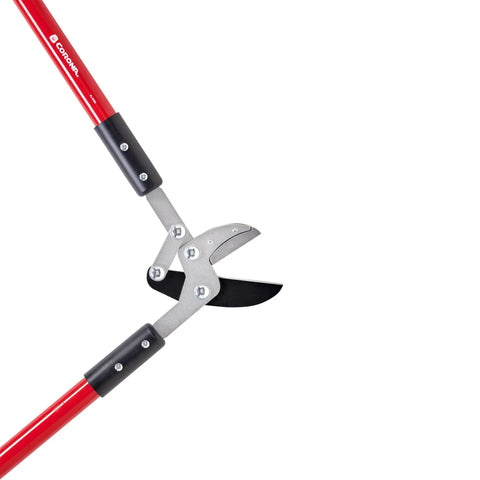 Close-up of Compound Action Anvil Lopper 32 Inch Heavy Duty Branch Cutter for tree trimming and pruning, angled view of blades and handle