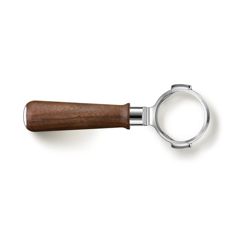 Top Shelf 58mm Bottomless Portafilter With Smooth Walnut Grip For Breville Dual Boiler And Oracle Series Home Barista Upgrade