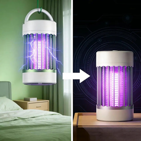 Portable USB Skeeter Zapper Lamp With 4000V Grid Rechargeable Bug Killer Trap in bedroom and on table