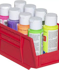 Stackable Plastic Storage Bins for Garage Pantry and Craft Organization, Space Saving 7 By 4 By 3 Inch Red Bins 24 Pack