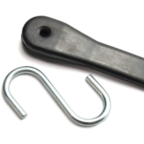 Close-up of Two Pack 21 Inch Rubber Tie Down Straps With S Hooks Heavy Duty Bungee Cords for Luggage Carrier and Tent Gear
