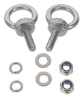 Heavy Duty M6x20 Stainless Steel Eye Bolts With Closed Ring For Hanging, Concrete Anchors And Lifting, Suspension, Rope Or Chain Mounts Built To Resist Corrosion In Tough Environments, Ideal For Workshop, Garage Or Construction Sites. stainless steel M6 eye bolts with washers and lock nuts