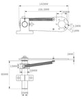 Technical drawing of Adjustable Non Slip Aluminum Encoder Bracket For 38mm Encoders With 6mm Shaft, dimensions labeled