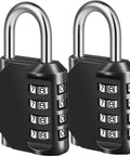 2 Pack 4 Digit Padlock Set For Lockers Gym School Fence Toolbox Case And Hasp Cabinets No Key Needed Resettable 4 Digit Locks Black