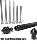 Components of 46Pcs Harmonic Balancer Puller Set With Steering Wheel Flywheel Crankshaft And Pulley Pullers, showing steel bolts and threaded rod.