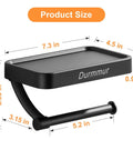 Sturdy Stainless Steel Toilet Paper Holder With Phone Shelf, Wall Mount, Adhesive And Screw Installation, product dimensions
