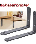 Ultra Strong Black L Brackets Wall Mounts Rock Solid Corner Shelf Supports Rust Proof Iron Braces Quick Setup Kit For Diy Floating Shelves And Home Storage Goals. Black iron shelf brackets with wooden shelf.