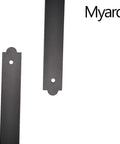 Close-up of two matte black 29-1/2 Inch Built Tough Flat Straight Iron Deck Balusters For Wood And Composite Facemount Deck Railing