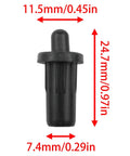 Heavy Duty Black Plastic Shutter Pin from Rock Solid Cabinet Door Repair Kit, size 11.5mm wide and 24.7mm tall.