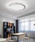 Interior view with Crystal Round LED Flush Mount Ceiling Light White 16 Inch Modern Close to Ceiling Chandelier