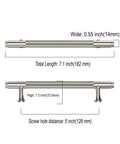 10 Pack 5 Inch Knurled Champagne Bronze Cabinet Handles dimensions and measurements