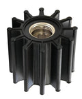 OEM Water Pump Impeller Kit 21700445 For V8 Marine Engines, 12 Blade Impeller, black rubber, metal spline drive, close-up view