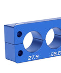 Tbest Heavy Duty Aluminum Alloy Bike Fork Hub Clamp Vise Fixture Bench Tool showing blue clamp with 27.9 and 28.6mm openings.