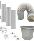 Portable Air Conditioner Window Vent Kit With 5.9 Inch Exhaust Hose 59 Inch Length Adjustable Window Seal For Horizontal And Vertical Installations Universal Fit Easy No Sweat Setup For Most Units shown disassembled