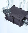 Heavy Duty Waterproof Electrical Junction Box Ip68 Rated Outdoor Cable Management Hub with water splash effect.