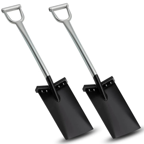 Two Pack All Steel D Grip Shovels With 13 Inch Blades And Removable Footpads For Digging Planting And Pruning Seedlings