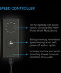 Speed controller for 4 Inch Inline Duct Fan With Pwm Ec Motor And Wired 10 Speed Controller For Grow Tent Ventilation features 10 speeds.