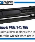 One Quarter Inch Drive Adjustable Micrometer Torque Wrench With 20 To 150 Inch Lb Range in case, blow-molded protection