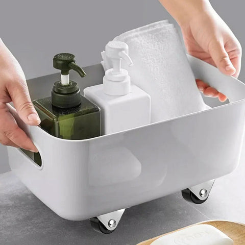 8 Pack Mini Casters 1/2 Inch Low Profile Fixed Caster Wheels With Screws used on white bin holding bottles